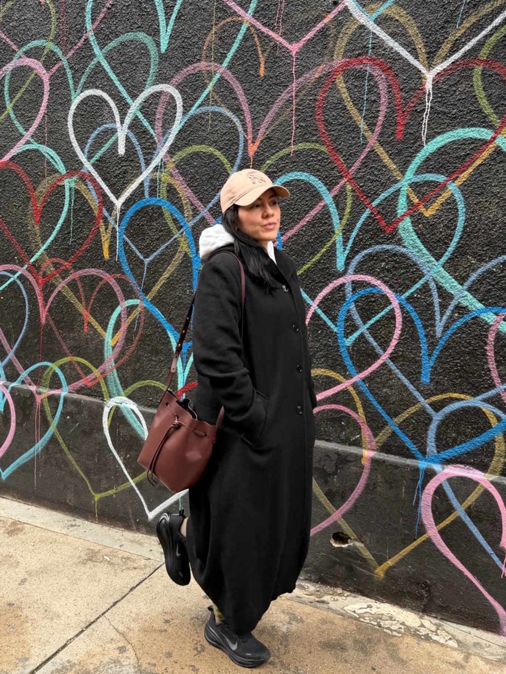 Vintage 100% Wool Black Hooded Long Full Length Coat